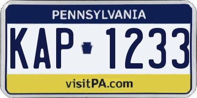 PA license plate KAP1233