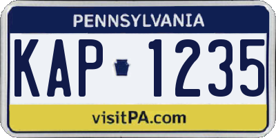 PA license plate KAP1235