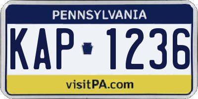 PA license plate KAP1236
