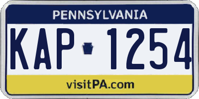 PA license plate KAP1254