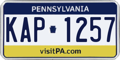 PA license plate KAP1257