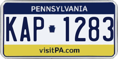 PA license plate KAP1283