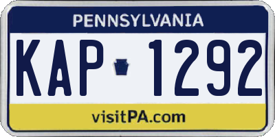 PA license plate KAP1292