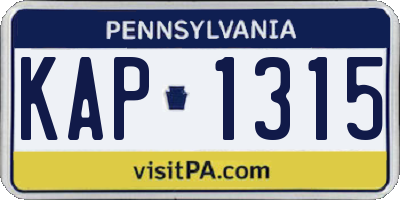 PA license plate KAP1315