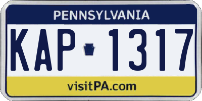 PA license plate KAP1317