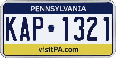 PA license plate KAP1321