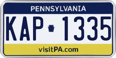 PA license plate KAP1335