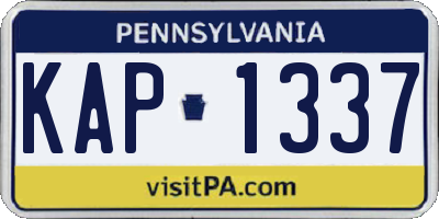 PA license plate KAP1337