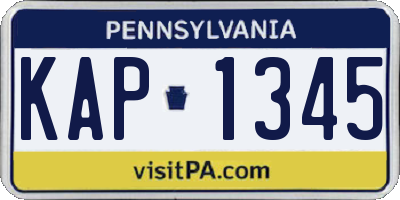PA license plate KAP1345