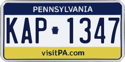 PA license plate KAP1347
