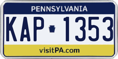 PA license plate KAP1353