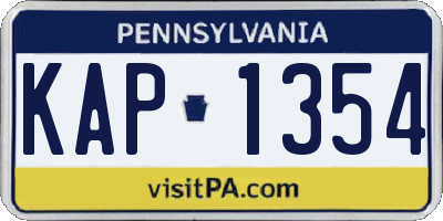 PA license plate KAP1354