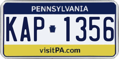 PA license plate KAP1356