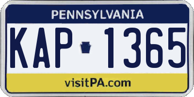 PA license plate KAP1365