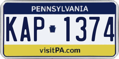 PA license plate KAP1374