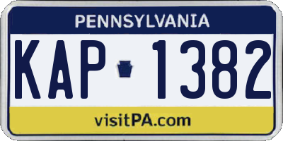 PA license plate KAP1382