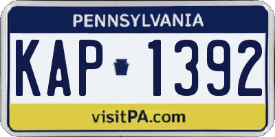 PA license plate KAP1392