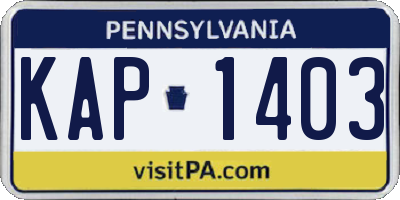 PA license plate KAP1403
