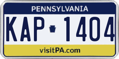 PA license plate KAP1404