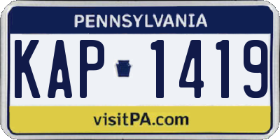PA license plate KAP1419