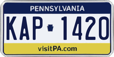 PA license plate KAP1420