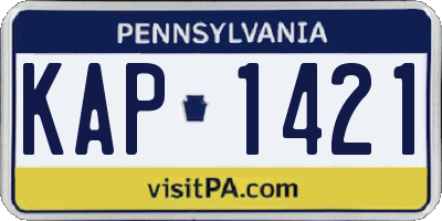 PA license plate KAP1421
