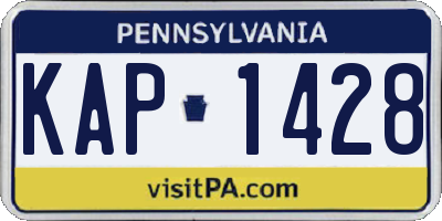 PA license plate KAP1428