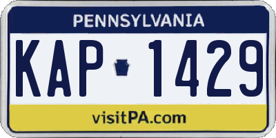 PA license plate KAP1429