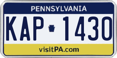PA license plate KAP1430