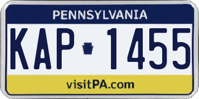 PA license plate KAP1455