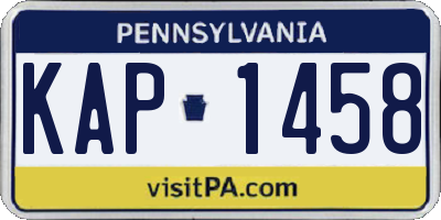 PA license plate KAP1458