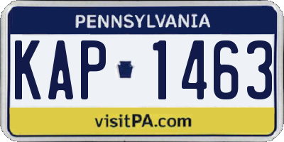PA license plate KAP1463