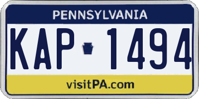 PA license plate KAP1494