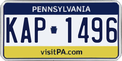 PA license plate KAP1496