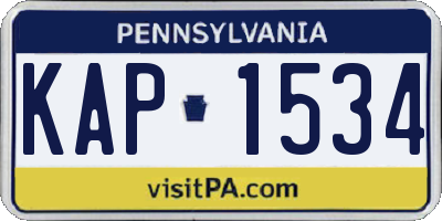 PA license plate KAP1534