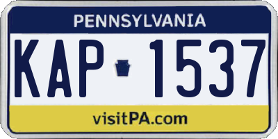PA license plate KAP1537