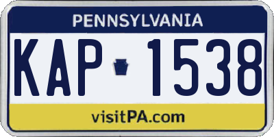 PA license plate KAP1538