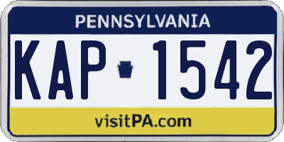PA license plate KAP1542