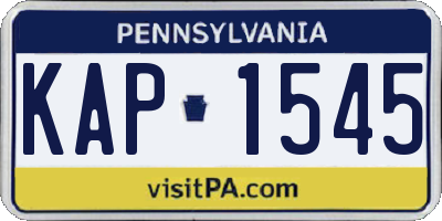 PA license plate KAP1545