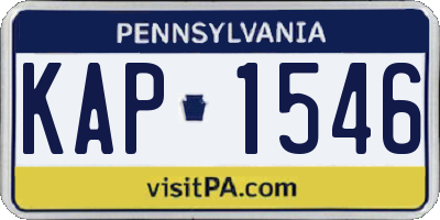 PA license plate KAP1546