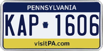 PA license plate KAP1606