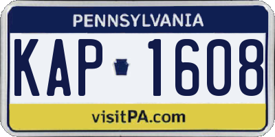 PA license plate KAP1608