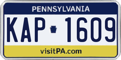PA license plate KAP1609