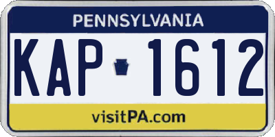 PA license plate KAP1612