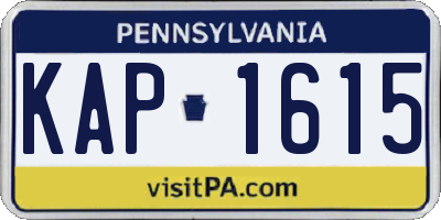 PA license plate KAP1615