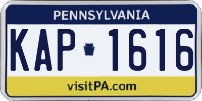PA license plate KAP1616