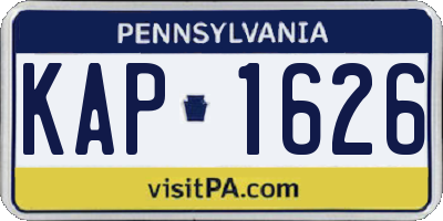 PA license plate KAP1626