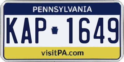 PA license plate KAP1649