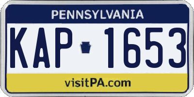 PA license plate KAP1653
