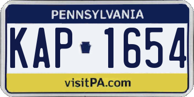 PA license plate KAP1654